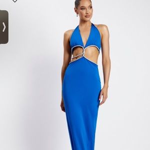 Meshki Nicha Diamante Cut Out maxi dress in blue